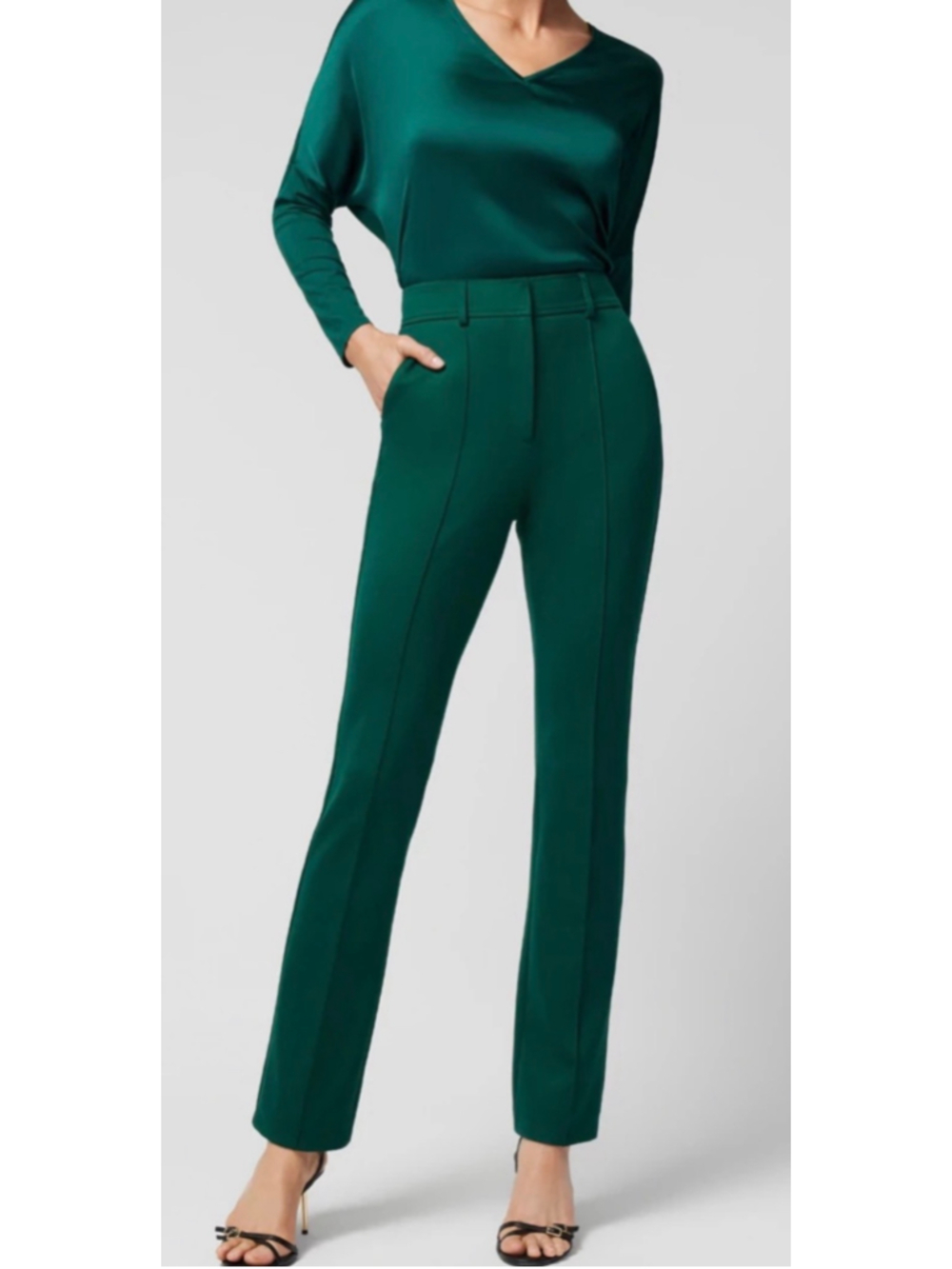 White House Black Market Green Stretch Bootcut Trouser Pants Size 10